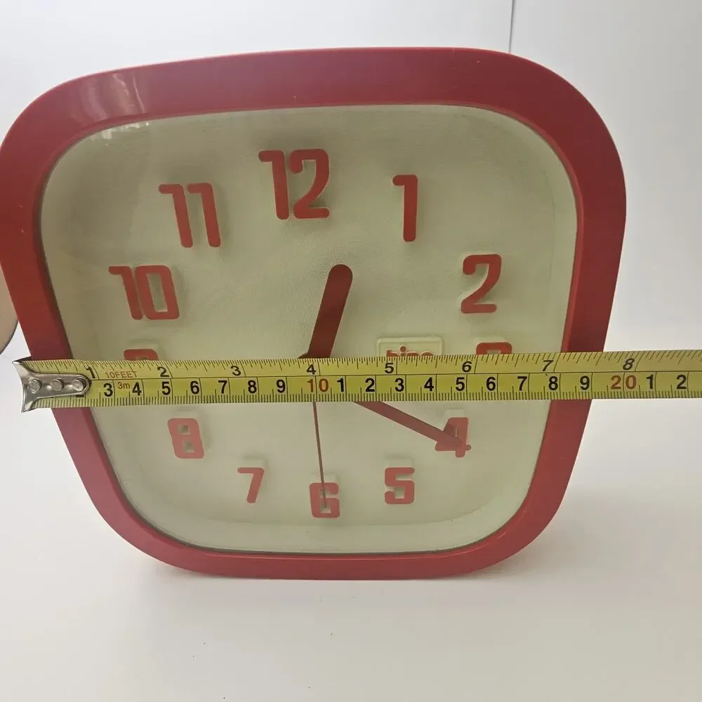 Bino Italian Imported Square Wall Clock Red And White
